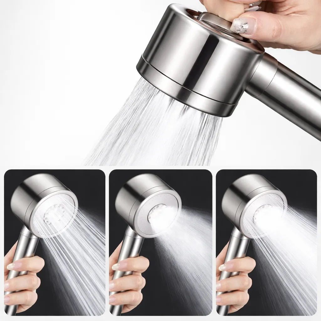 Pommeau de douche ultra résistant en acier inoxydable 3 modes