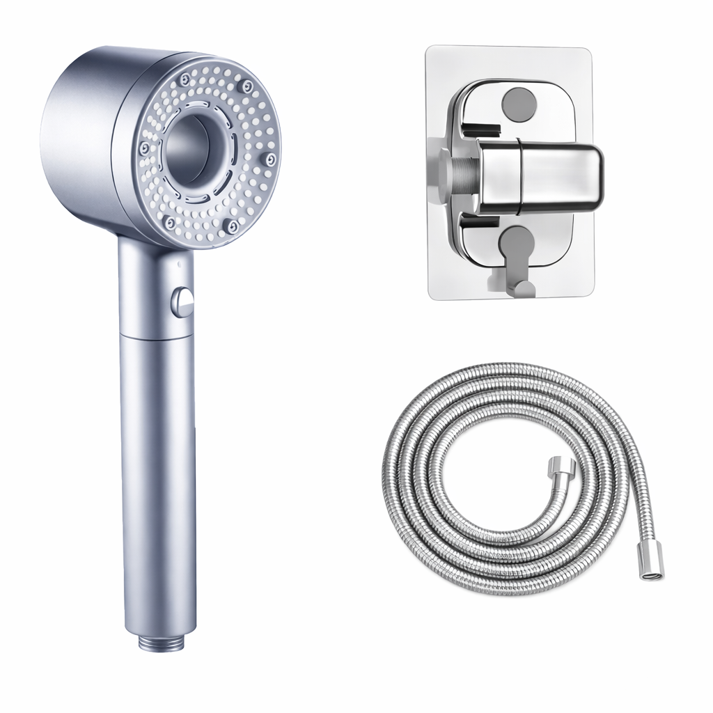Douchette à Main Ronde Filtrante | Pommeau de Douche Filtrant 5 Modes pour salle de bain avec Système de Filtration d'eau avec Support muralet flexible de 1.5 m