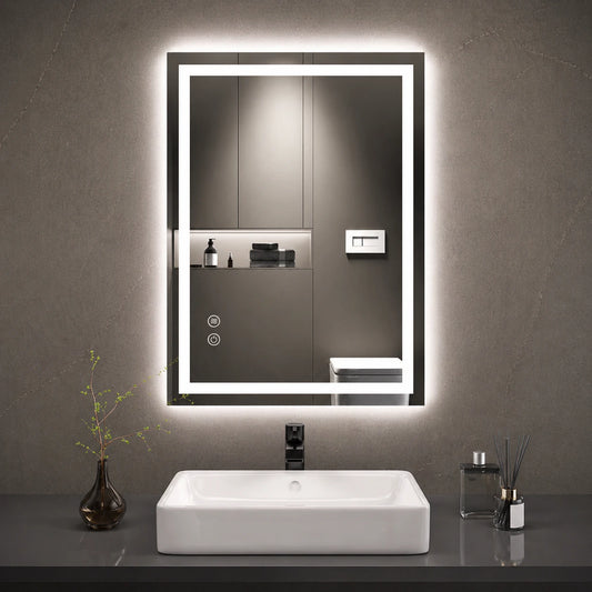 Miroir LED pour Salle de Bain 80x60 cm Anti-Buée | 3 Températures de Couleur Luminosité