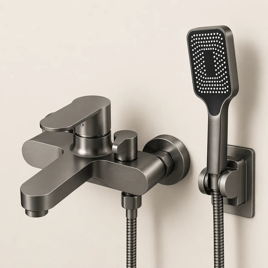 Ensemble Douche Complet | Kit Mitigeur Mural Flexible Pommeau Support