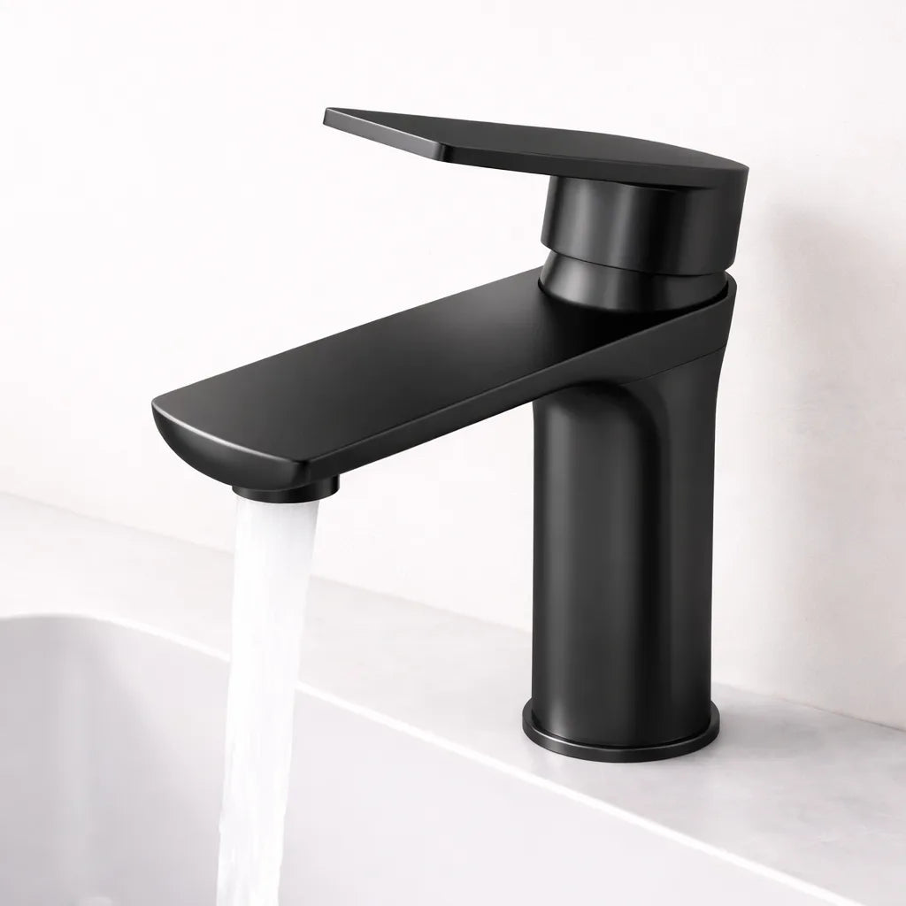 Robinet Lavabo Acier Inoxydable 304 | Mitigeur Monotrou Argent Noir | Robinet Salle de Bain Anti-Gel Anti-Fissure | Robinet Vasque Design Moderne