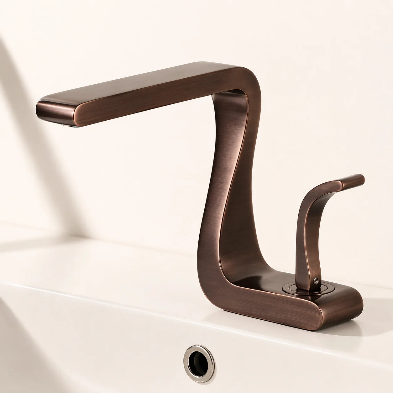 Robinet Lavabo Luxe Design Sculptural | Mitigeur Rétro pour Salle de Bain Haut de Gamme