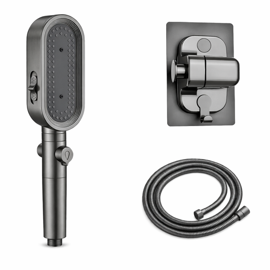 Douchette à main | Pommeau de douche Ovale 3 Modes avec Filtre Eau Intégré pour salle de bain avec Flexible de douche 1.5m et Support mural