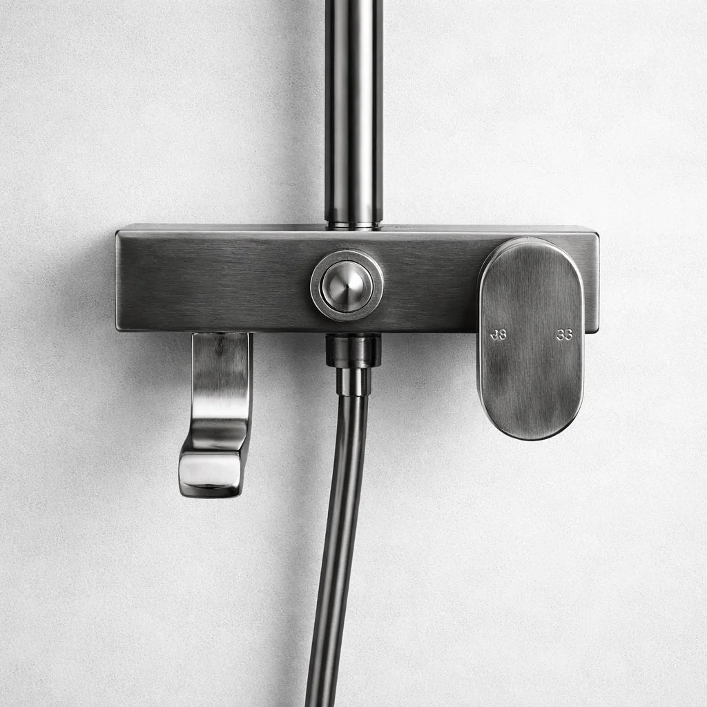 Colonne de douche 3 sorties en Acier inoxydable | Douche pluie, douchette, robinet et mitigeur integré