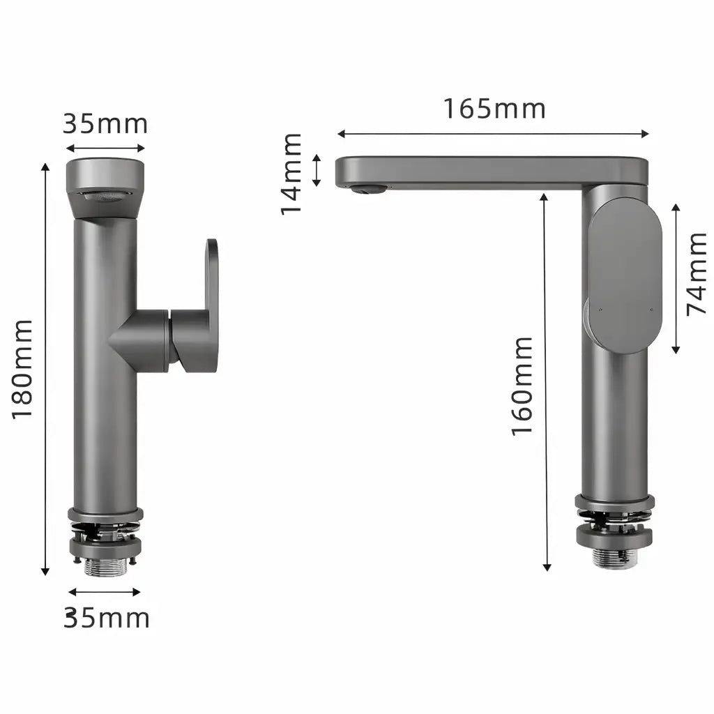 Robinet Lavabo Moderne Rotation 360° Gris | Mitigeur Eau Chaude Froide Salle de Bain Design