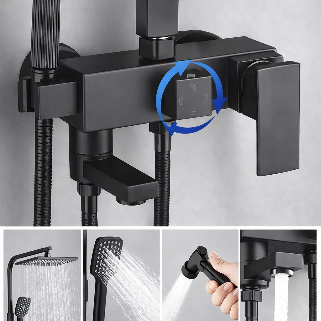 Colonne de douche multifonction 4 sorties | Douche pluie, douchette et robinet