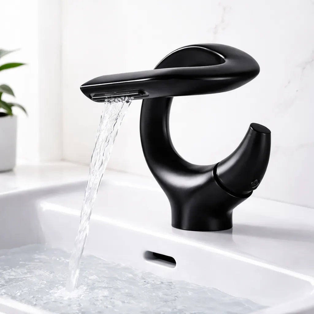 Robinet Lavabo Cascade O Design | Mitigeur  Forme Unique pour Salle de Bain