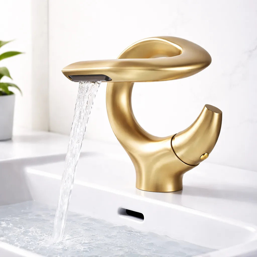 Robinet Lavabo Cascade O Design | Mitigeur  Forme Unique pour Salle de Bain