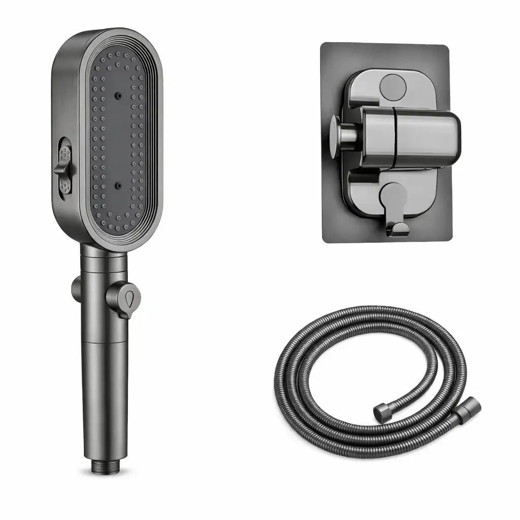 Douchette à main | Pommeau de douche Ovale 3 Modes avec Filtre Eau Intégré pour salle de bain avec Flexible de douche 1.5m et Support mural