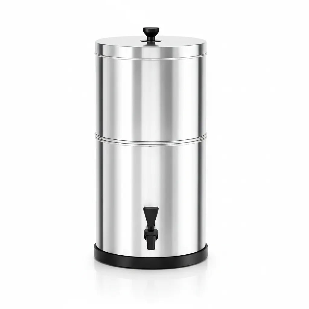 Filtre à eau Enoxis pour maison avec charbon actif anti-calcaire et anti-chlore |Système de filtration d’eau potable en inox avec robinet - Purificateur d’eau pour cuisine