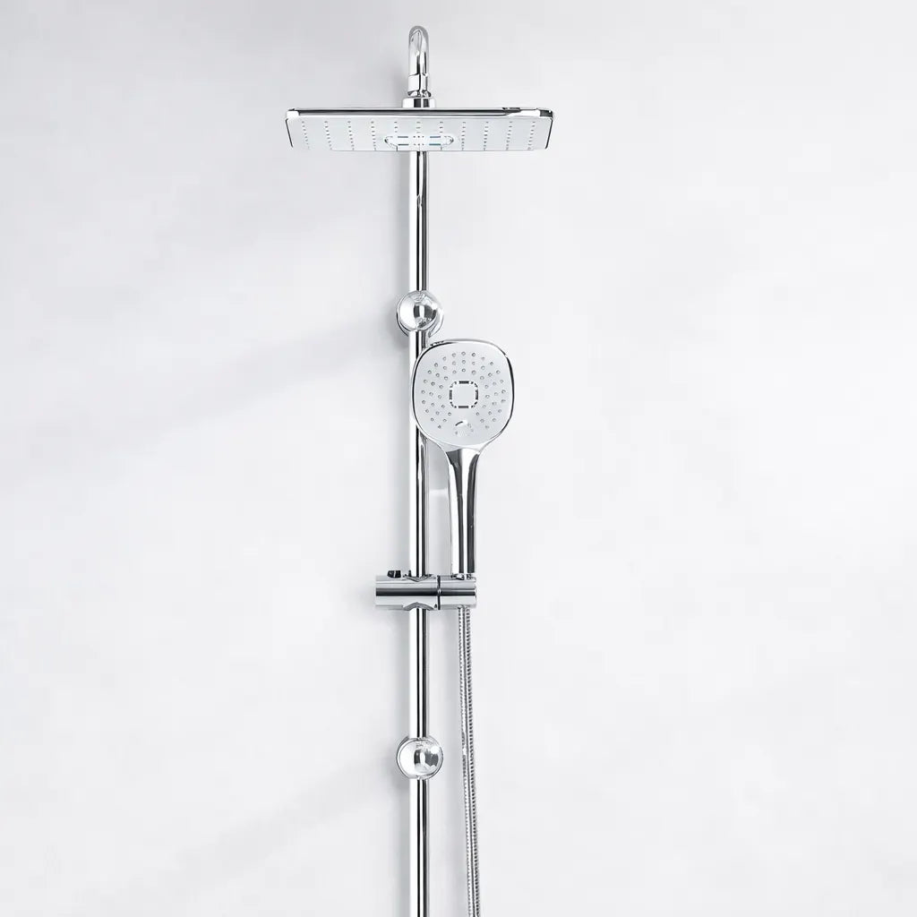Colonne de douche 2 sorties | Tête de douche fixe effet pluie et douchette à main