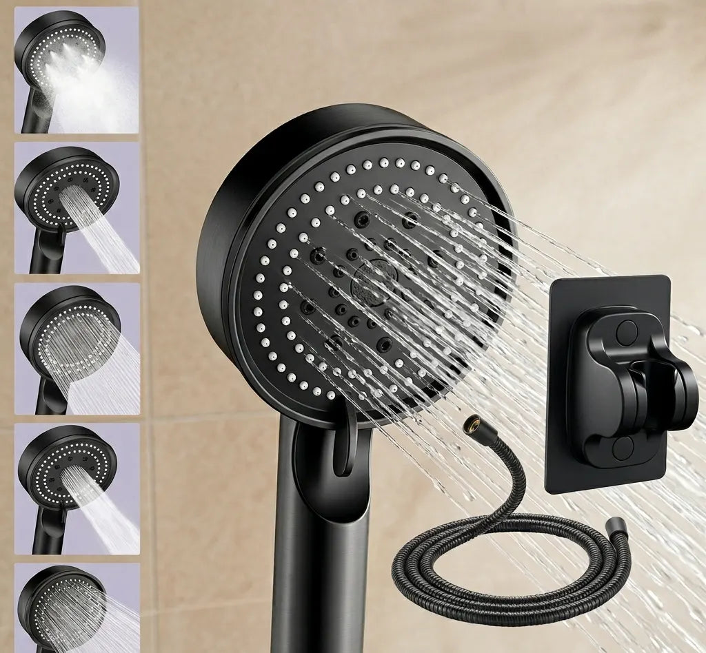 Douchette Multifonction | Pommeau de Douche avec Support Mural & Flexible Anti-Torsion pour salle de bain