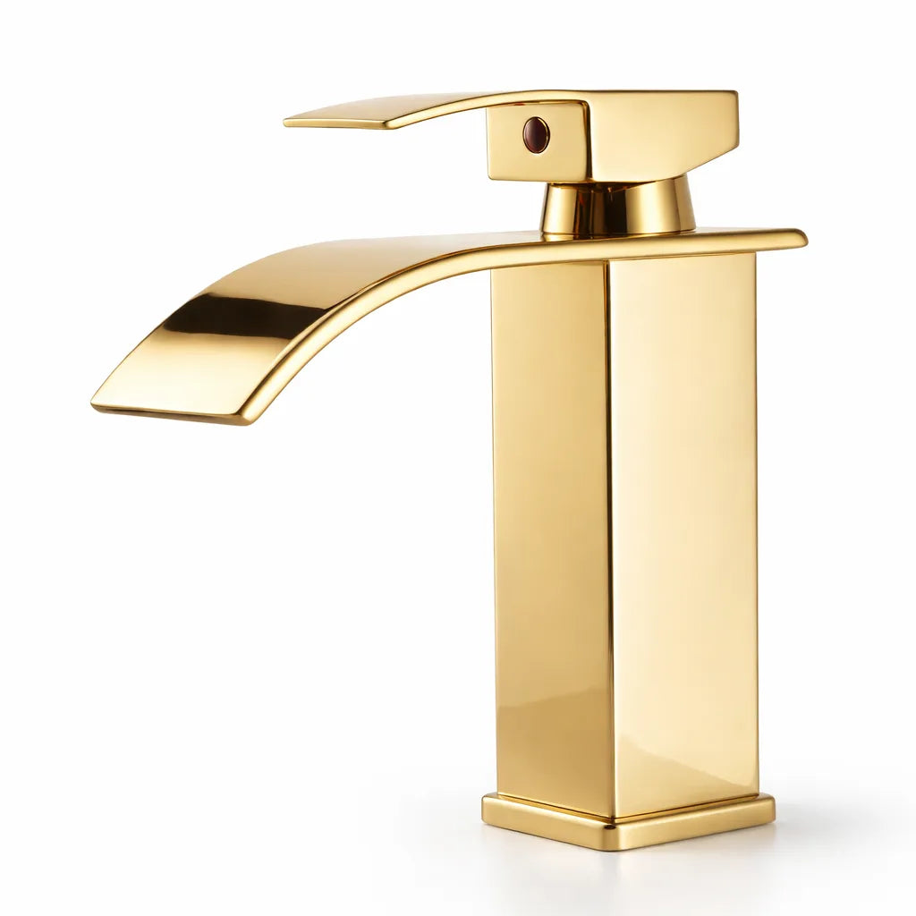 Robinet de lavabo cascade noir mat | Mitigeur moderne pour salle de bain