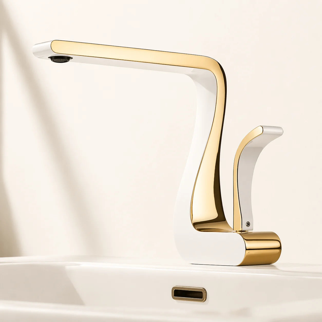 Robinet Lavabo Luxe Design Sculptural | Mitigeur Rétro pour Salle de Bain Haut de Gamme