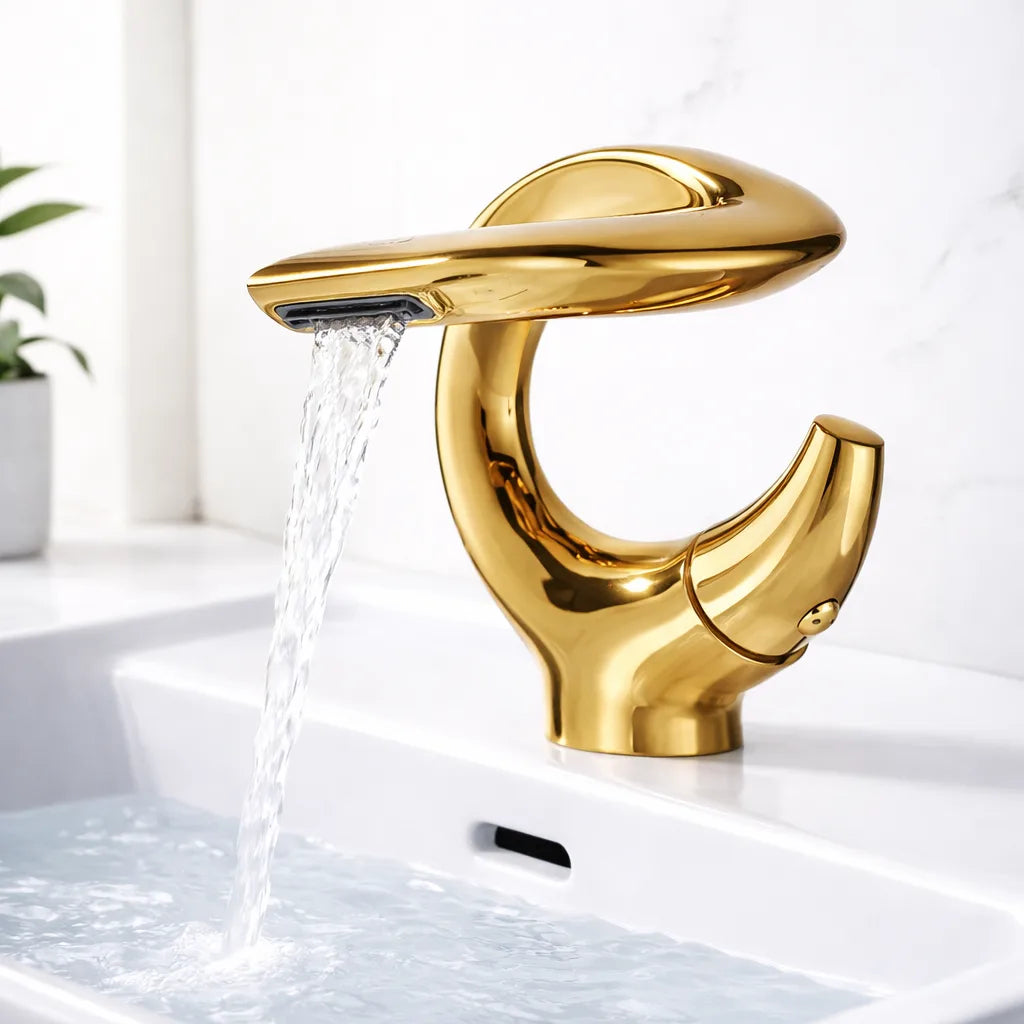Robinet Lavabo Cascade O Design | Mitigeur  Forme Unique pour Salle de Bain