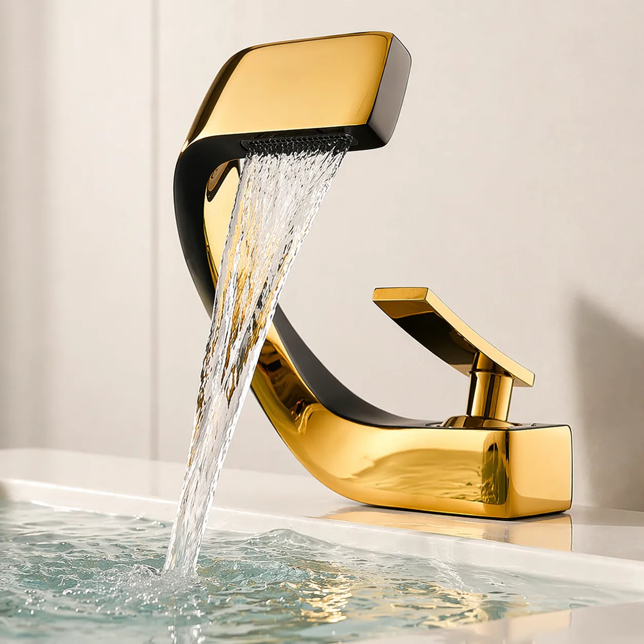 Robinet Lavabo Design Luxe Forme C | Robinet Salle de Bain Haut de Gamme