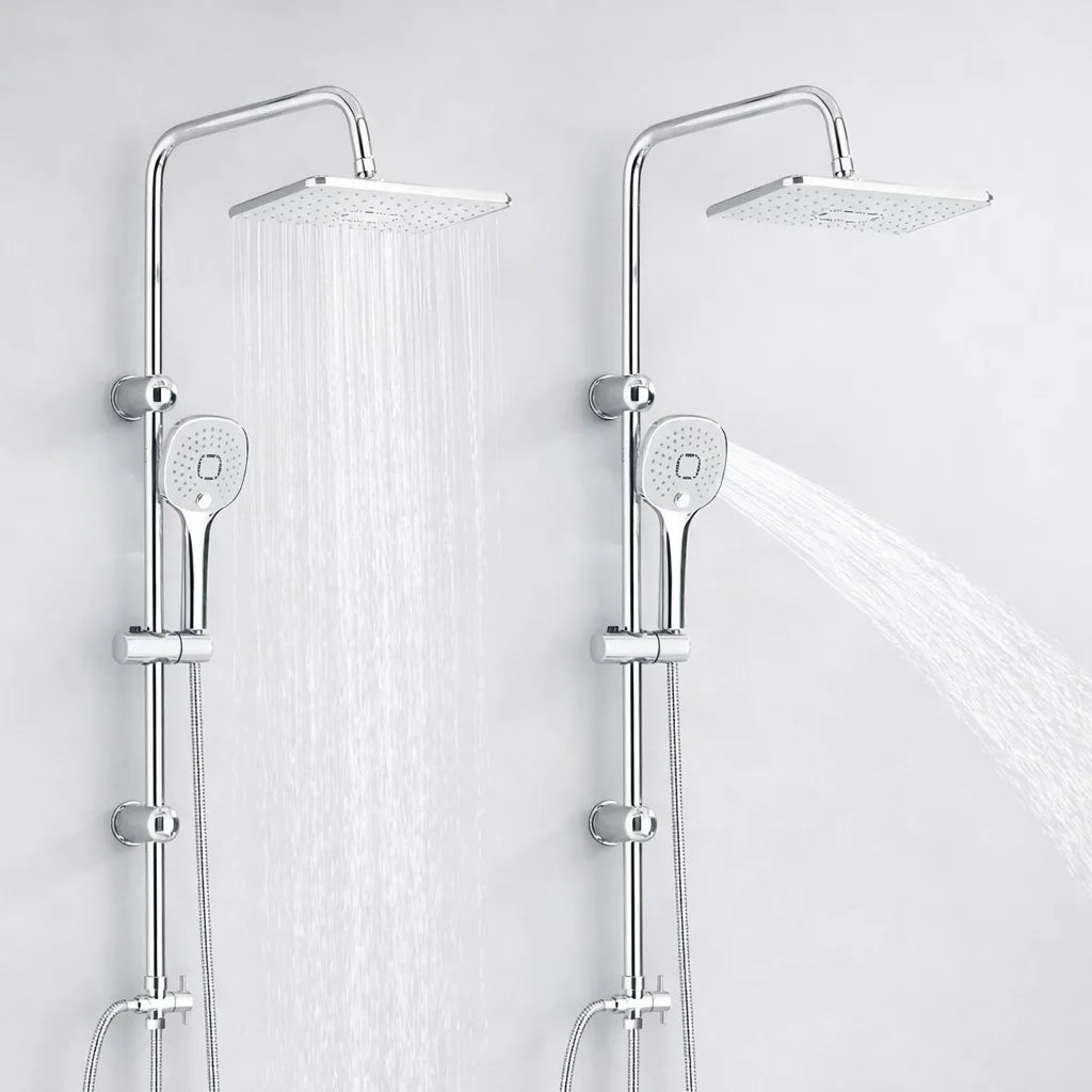 Colonne de douche 2 sorties | Tête de douche fixe effet pluie et douchette à main