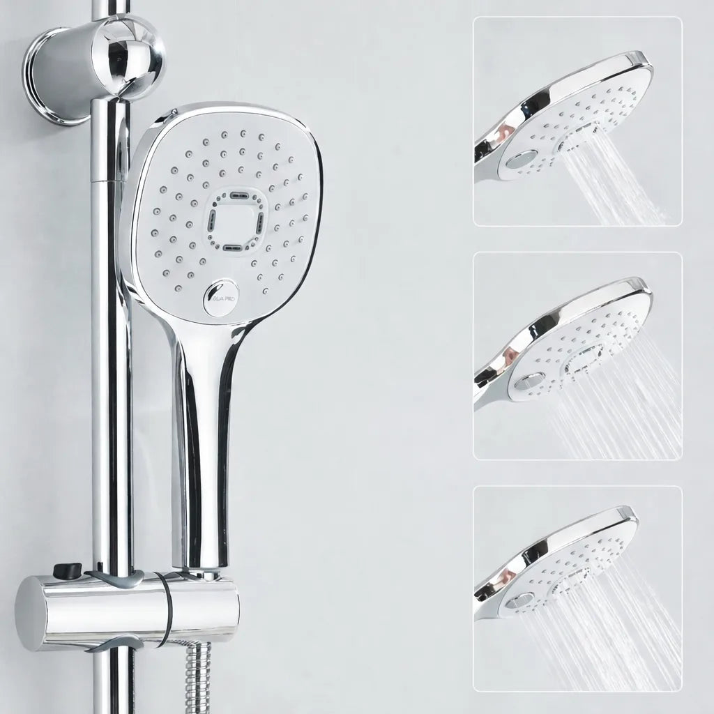 Colonne de douche 2 sorties | Tête de douche fixe effet pluie et douchette à main