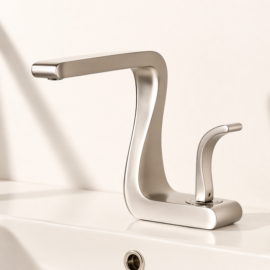 Robinet Lavabo Luxe Design Sculptural | Mitigeur Rétro pour Salle de Bain Haut de Gamme