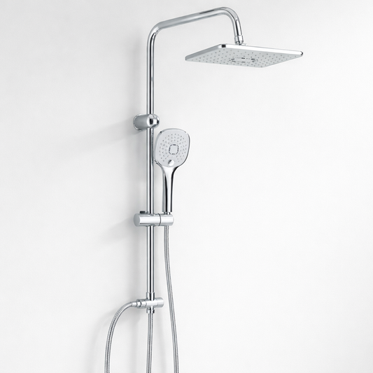 Colonne de douche 2 sorties | Tête de douche fixe effet pluie et douchette à main