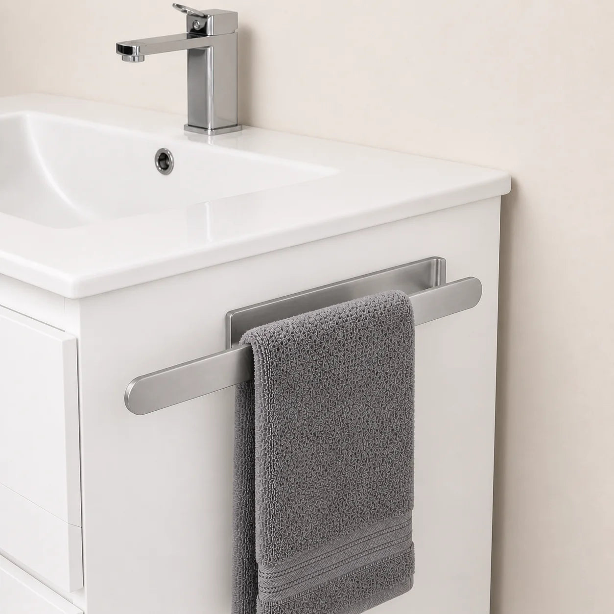 Porte-Serviettes Design 37 cm Adhésif Sans Perçage | Acier Inoxydable pour Salle de Bain