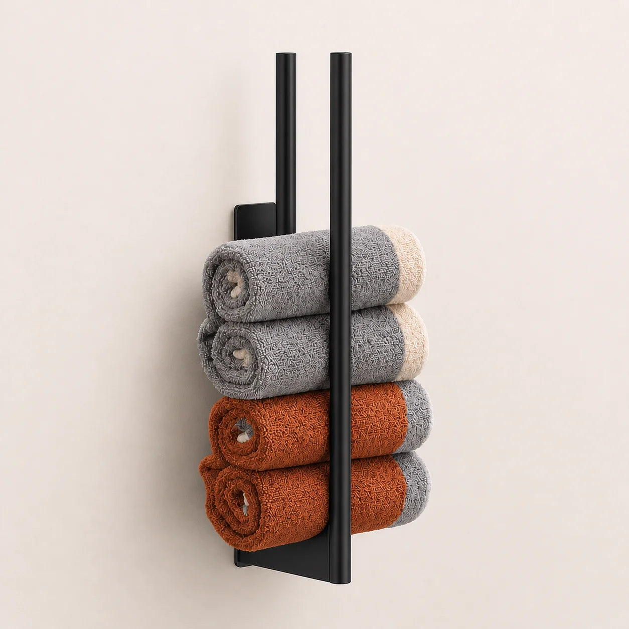 Porte-Serviettes Double Barre Mural Adhésif Sans Perçage | Support 2 Barres pour Salle de Bain