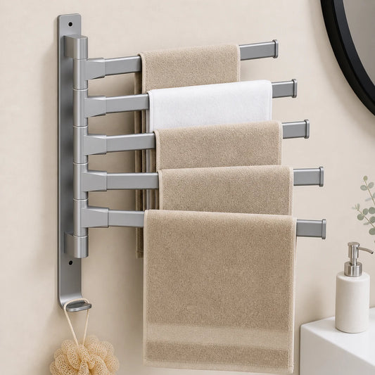Porte-Serviettes Rotatif Mural Aluminium | Séchoir Serviettes Salle de Bain