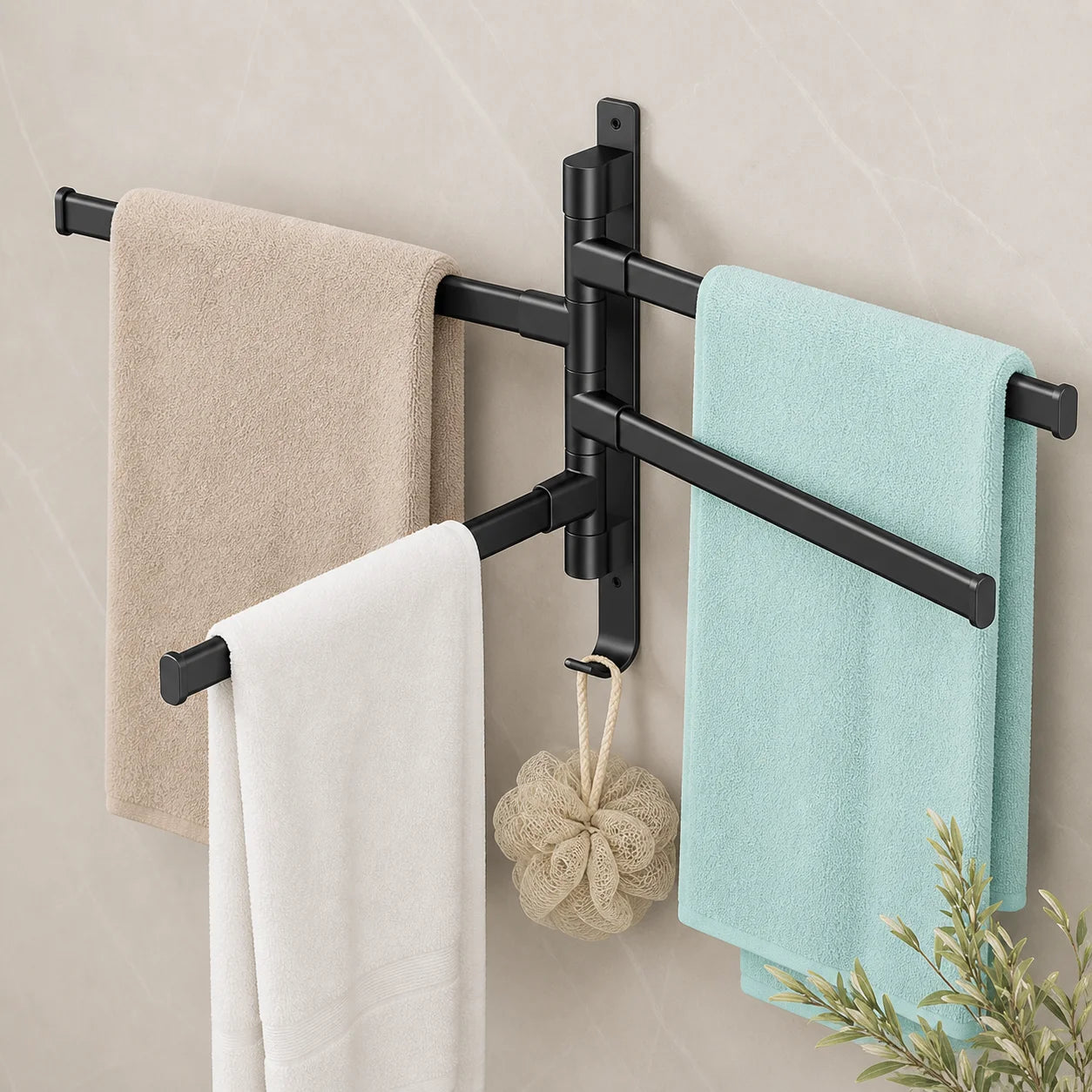 Porte-Serviettes Double Barre Mural Adhésif Sans Perçage | Support 2 Barres pour Salle de Bain