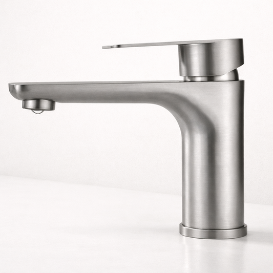 Robinet de lavabo en acier inoxydable brossé | Mitigeur eau chaude et froide pour salle de bain