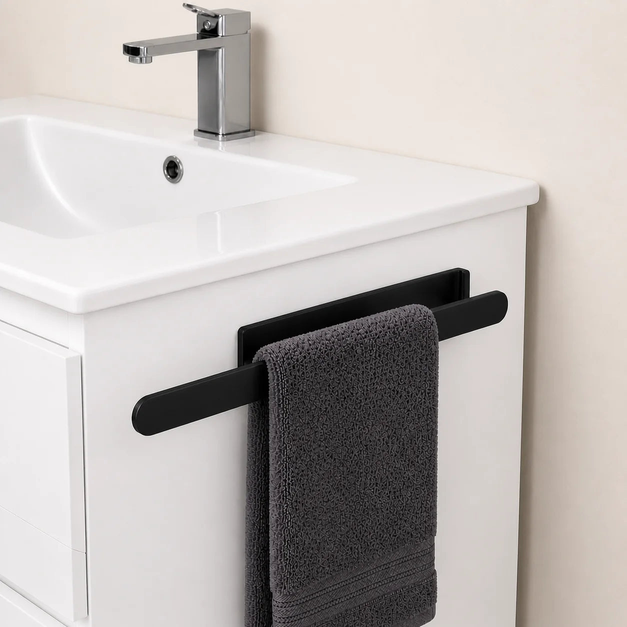 Porte-Serviettes Design 37 cm Adhésif Sans Perçage | Acier Inoxydable pour Salle de Bain